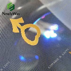 Մանկական զգեստի համար նախատեսված նեյլոնե շղարշե ցանցով ժանյակավոր գործվածք՝ ոսկե փայլաթիթեղով տպագրված գեղեցիկ դրոշմելու համար