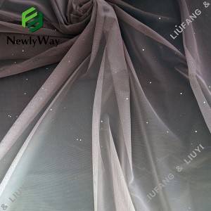 Moderikt ombrefärgat tryck och paljetttyll i polyester mesh spetstyg för damkläder