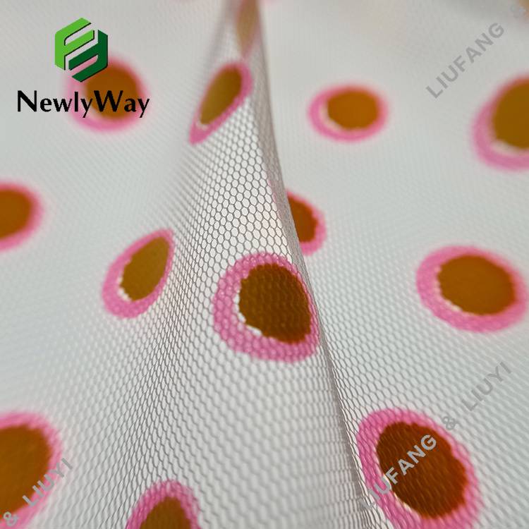 Foil robah warna ka warna handapeun poliéster UV dicitak polka dot bahan tulle pikeun pakéan