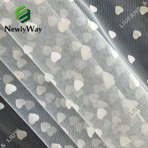 Material de tul de nailon con forma de corazón estampado en papel aluminio para saias