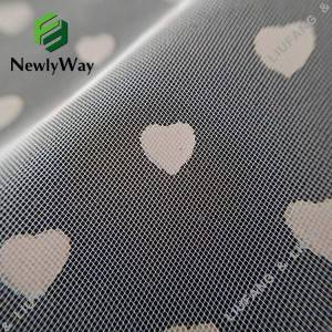 स्कर्टको लागि पन्नी छापिएको हृदय आकारको नायलॉन टुल सामग्री