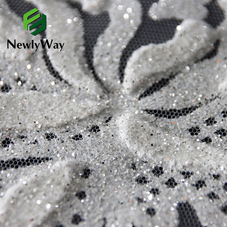 China Veiling Ivory Mesh Spangle Glitter Powder Fabric pro svatební šaty