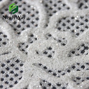 China Veiling Ivory Mesh Spangle Glitter Powder Fabric សម្រាប់រ៉ូបកូនក្រមុំ