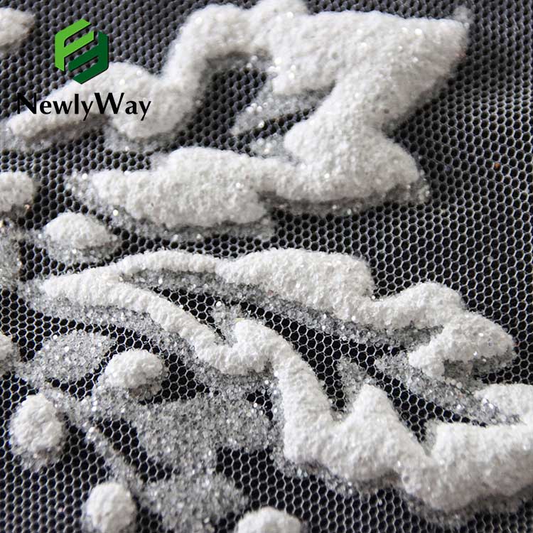 Wholesale High Quality Glitter Embroidery Foaming Sparkle Lace Tulle Fabric Para sa Wedding Dress