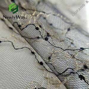 ເສັ້ນດ້າຍ nylon ທອງຕາຫນ່າງ lace tulle fabric ສໍາລັບ trim lace wedding