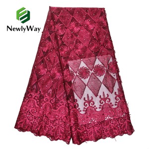 Hot Selling Tulle Lace Embroidered Fabrics para sa evening party dresses