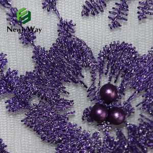Wholesale Factory Manufacturer Tulle Embroidery Fabric With Pearls Lace For Wedding Dress