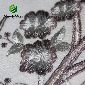 មកដល់ថ្មី 100% Polyester Flower Embroidered Lace Tulle Fabric for Wedding Party Skirts
