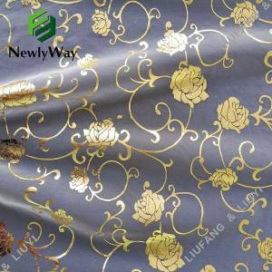 nylon gold rose foil printed tulle mesh lace fabric សម្រាប់ការតុបតែងអាពាហ៍ពិពាហ៍