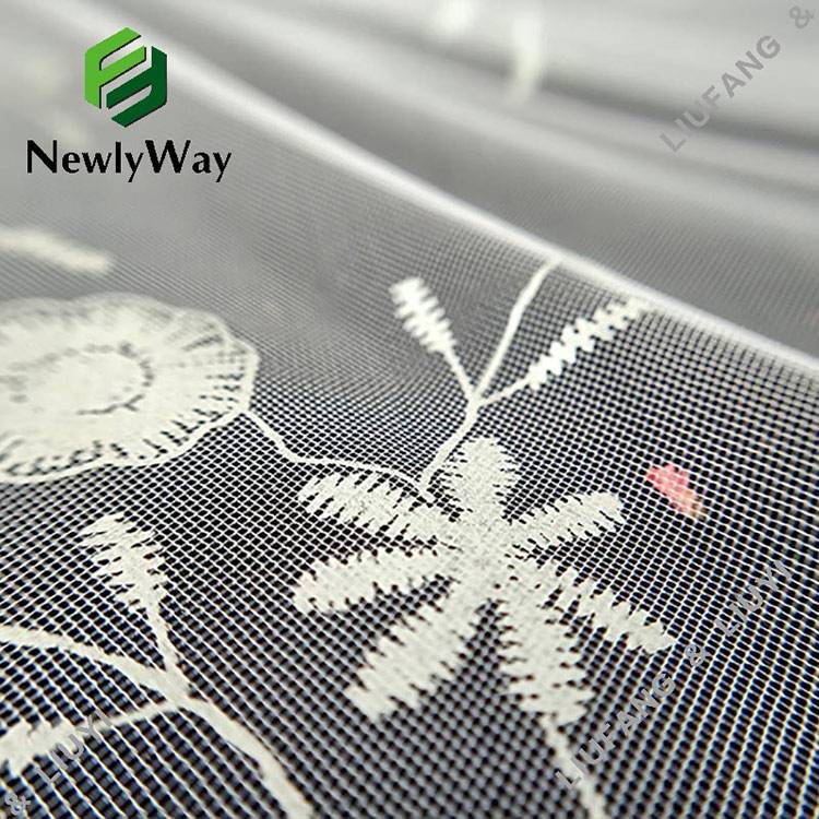 Dicetak foil nilon bunga bersih renda kain tulle untuk dersses