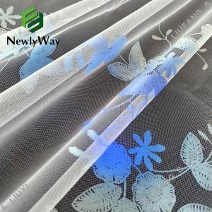Naka-print na foil nylon net flower lace tulle fabric para sa mga dersses