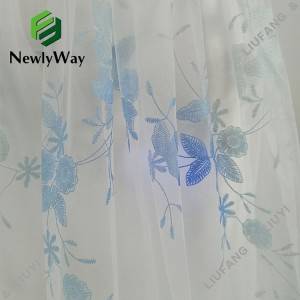 Dicetak foil nilon net kembang renda kain tulle kanggo dersses