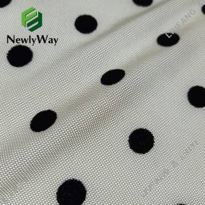 Spandex berkelompok kain tulle polka dot hitam besar untuk pakaian