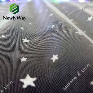Percetakan spankle sliver star foil nilon tulle mesh fabrik renda untuk pakaian dan hiasan