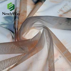Supermyk polyester spandex blomst design trykt mesh blonder tricot strikket stoff for pyjamas
