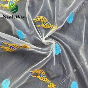 100% Nylon Blue Embroidered Tulle Mesh Lace Fabric for Girl Skirt
