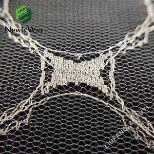 warp knitted nylon sliver thread tulle lace trim fabric para sa mga accessories ng damit
