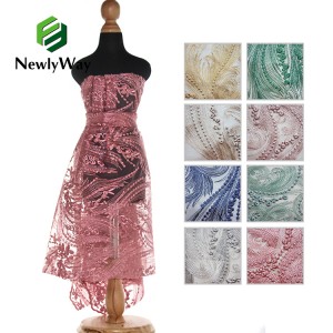 အမျိုးသမီးဝတ်များအတွက် အရည်အသွေးမြင့် Tulle Mesh ပန်းထိုး Swiss Lace Fabric
