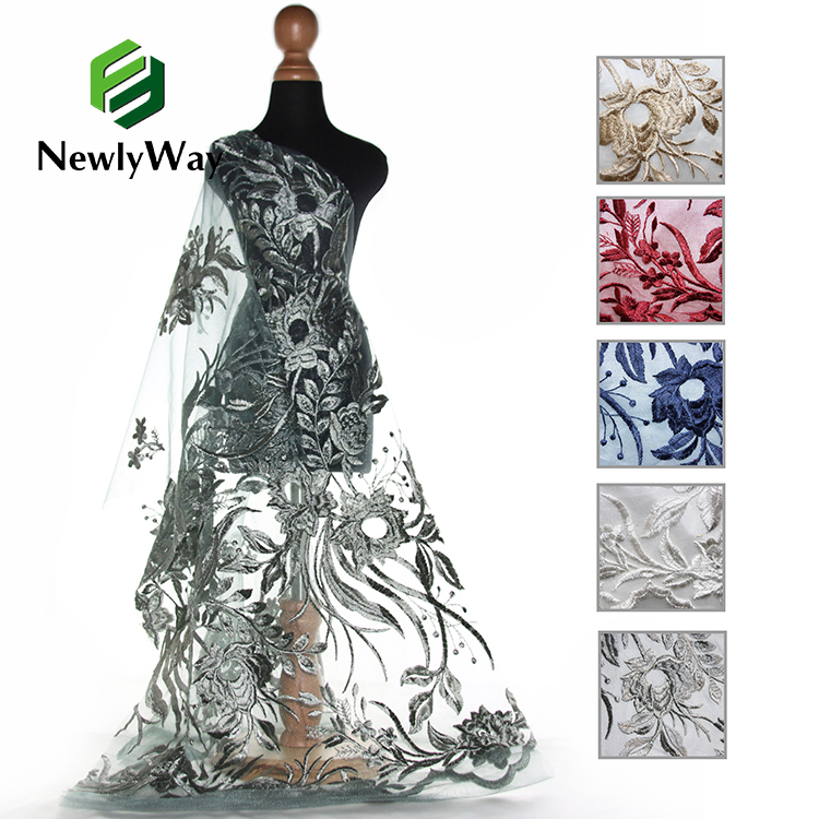 Berkualiti Tinggi French Design Tulle bersulam Kain Mesh Lace Untuk gaun pengantin