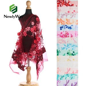 အမျိုးသမီးဝတ်များအတွက် ပုလဲ Mesh Tulle Lace Applique ပန်းထိုးအထည်