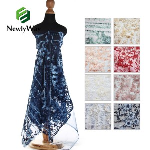 Wholease Colorful Embroidered Tulle Lace Fabric Para sa Party Dresses