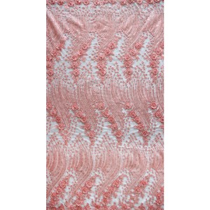 فيڪٽري حسب ضرورت 3D Appliques Embroidered فرانسيسي Tulle Lace Fabric