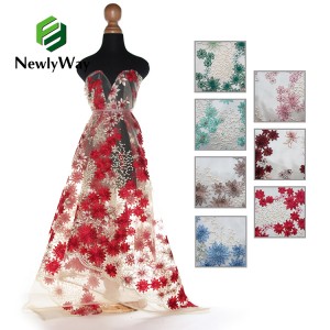 Wholease Colorful Embroidered Tulle Lace Fabric Foar Feestjurken