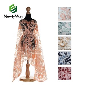 Bag-ong Pag-abot 100% Polyester Flower Embroidered Lace Tulle Fabric Para sa Wedding Party Skirts Dresses