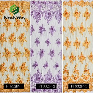 China Fatory Embroidered Tulle Fabric na appliques/lulu