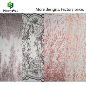 Tonga vaovao 100% Polyester Flower Embroidered Lace Tulle Fabric ho an'ny Wedding Party Skirts Dresses