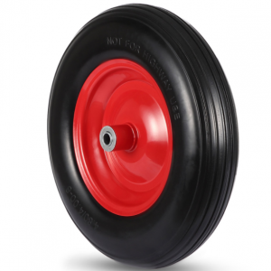တရုတ်နိုင်ငံအတွက် ထုတ်လုပ်သူ China PU Foam Flat Free Pneumatic Solid Rubber Wheel Barrow Tyre 4.10/3.50-4