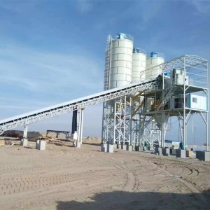 HZS120 inclined belt conveyor concrete batching plant