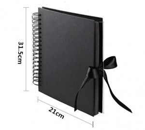 Logo personalizado de bricolaxe, álbum de recortes de tapa dura, papel negro para bodas/libros de visitas, provedor de manualidades