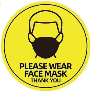 Adesivo de sinal personalizado, decalque de segurança pública, marcador obrigatório para capa facial, impressão/impressão de etiqueta de lembrete de entrada