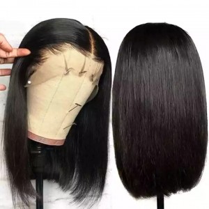 Евтина къса перука от човешка коса с прозрачна дантелена коса от норка 8-14 инча Перука с бразилска коса от норка 4×4 затваряне Къси перуки с боб за черни жени