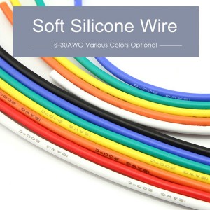 Câble electrique Flexible en Silicone, haute උෂ්ණත්වය, 6, 8, 10, 12, 14, 16, 18, 20, 22 AWG වත් බැටරි ESC de Drone et avion RC