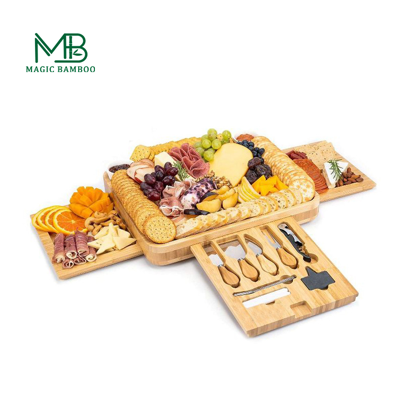 Board Cheese Bamboo With Slide Out Drawer kêrê