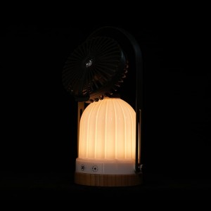 Portable Classical Rechargeable LED Table Fan Lantern သည် လေပြင်းတိုက်သည်။