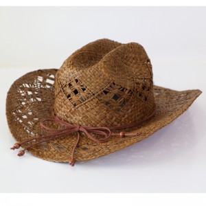 Boné clássico de equitação Panamá Chapéu de palha de cowboy preto