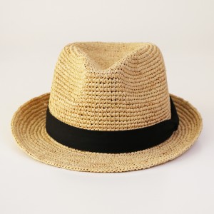 Poletne prevelike slamnate slamnate fedore s širokimi krajci za plažo Fedora s klobuki na debelo