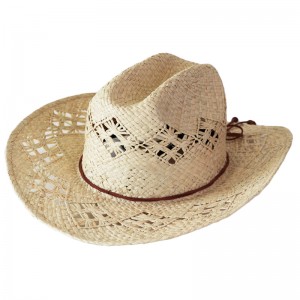Класическа панамска шапка за конна езда Черна каубойска сламена шапка