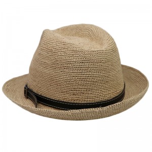 Unisex տղամարդիկ գծավոր Raffia Straw կանացի Fedora գլխարկներ Ամառային Կանանց լողափ