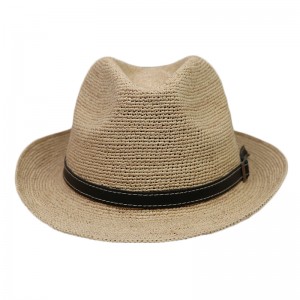 Unisex مرد پٽي Raffia Straw Womens Fedora Hats Summer Women Beach