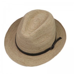 Unisex مرد پٽي Raffia Straw Womens Fedora Hats Summer Women Beach