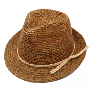 کلاه تابستانی زنانه کلاه آفتابی ساحلی کلاه کلاه زنانه فدورا با نوارهای حصیری