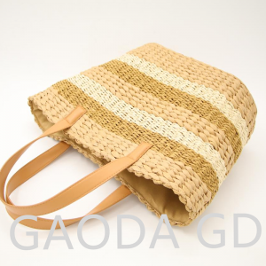 2023 Gaya Panas Berkualiti Tinggi Handmade Knit Paper Straw Handbag Berwarna-warni