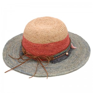 O le Summer Lady Raffia Straw Hat Wide Brim Sun Hat