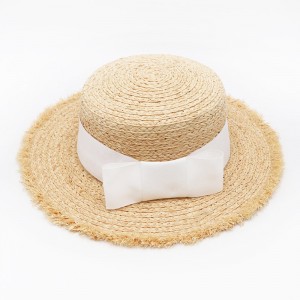 I-Flat Top Mens I-Straw Sun Boater Straw Hat Hats yabesifazane basehlobo lasehlobo
