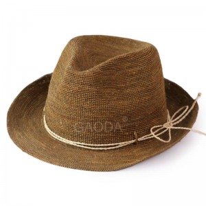 کلاه ارزان مدل دو تن پاناما کلاه حصیری رافیا کلاه فدورا کلاه حصیری با چرم برای یونیسکس