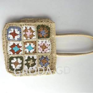 Mori pastorālais stils jauns modes unikāls daudzkrāsu ziedu kvadrātveida salmu maisiņš Svētku soma